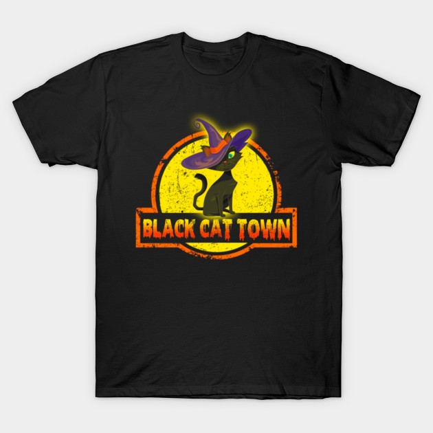 Blact Cat Town Halloween Shirts Gifts on October 31 T-Shirt-TOZ